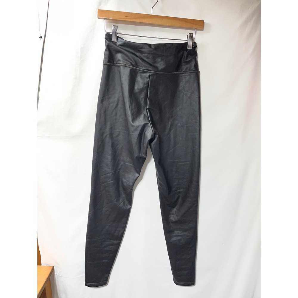 Athleta‎ Womens Black Faux Leather High Rise Leggings Pants Small S Black - Picture 3 of 3